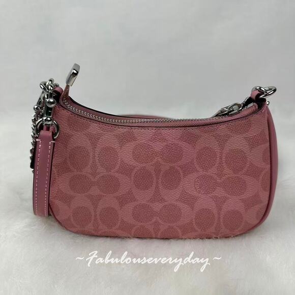 Coach Teri Mini Crossbody Bag In Signature Canvas In Sv/Dusty Pink CW323 NWT - Picture 4 of 8